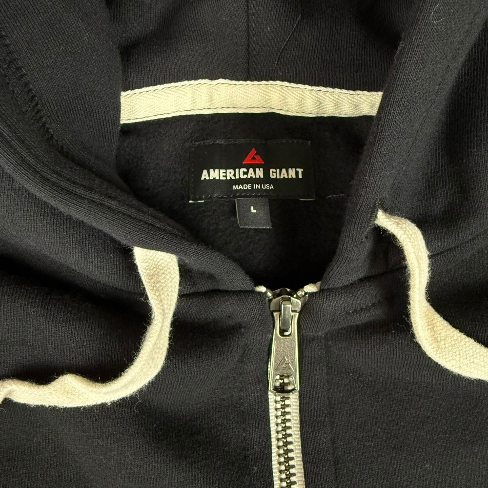 American Giant Midweight Full Zip Hoodie Mens Large Black Fleece $135 USA NWOT - Picture 3 of 6